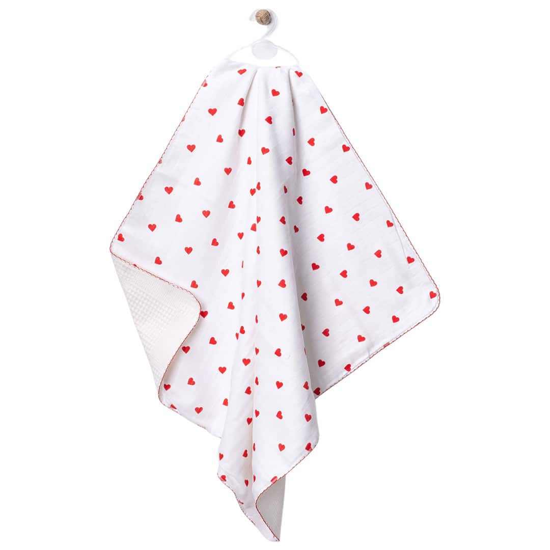 Πάνα Αγκαλιάς από Μουσελίνα Καρδούλες 70x80εκ.