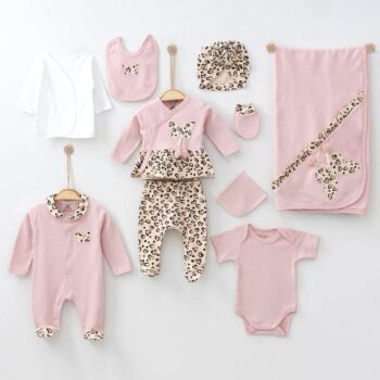 σετ δώρου για νεογέννητο κορίτσι ροζ 7 τεμαχίων με κουβέρτα και φορμάκι