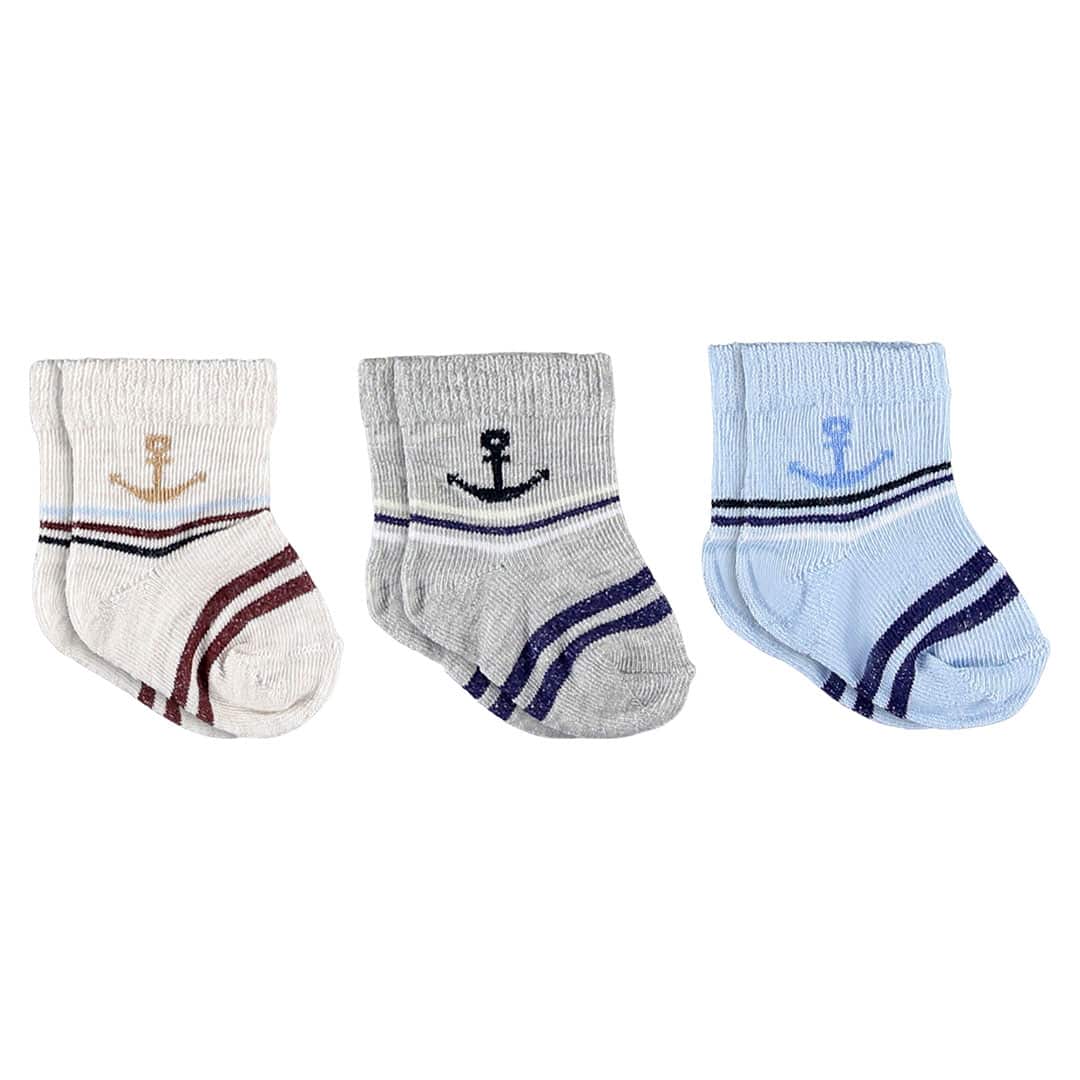 Βρεφικά Καλτσάκια με Άγκυρα Σετ 3 ζευγάρια