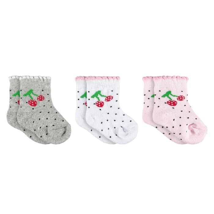 βρεφικά καλτσάκια με κερασάκια σετ 3 τεμαχίων
