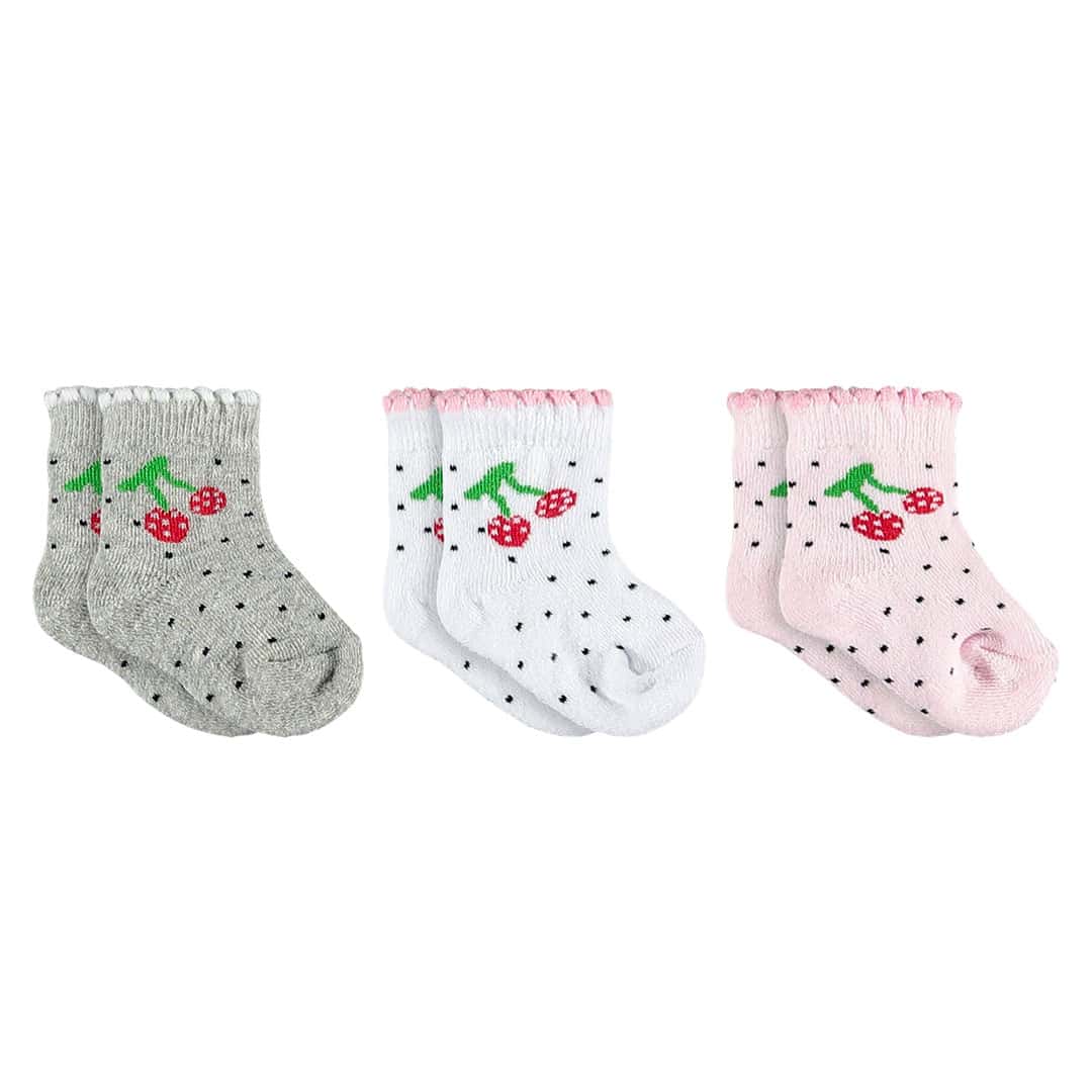 βρεφικά καλτσάκια με κερασάκια σετ 3 τεμαχίων