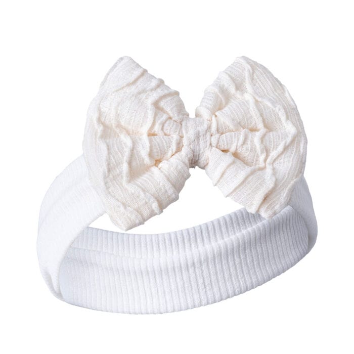 βρεφική κορδέλα μαλλιών με φιόγκο εκρού