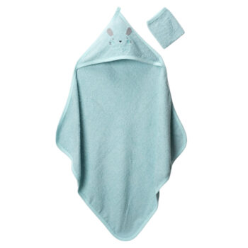 βρεφική πετσέτα με κουκούλα πράσινη βαμβακερή