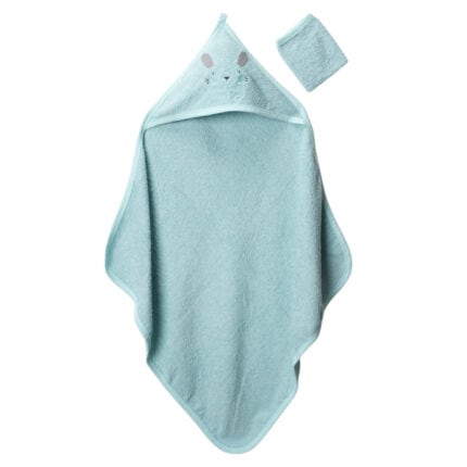 βρεφική πετσέτα με κουκούλα πράσινη βαμβακερή