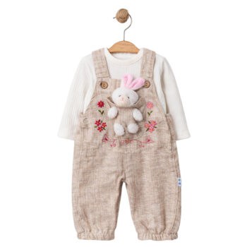 Βρεφική σαλοπέτα λινή με κουνελάκι