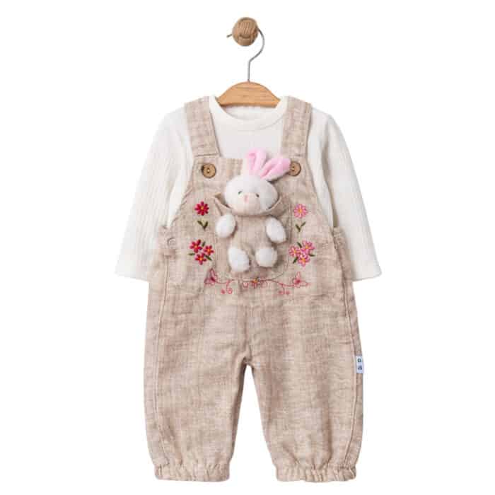 Βρεφική σαλοπέτα λινή με κουνελάκι