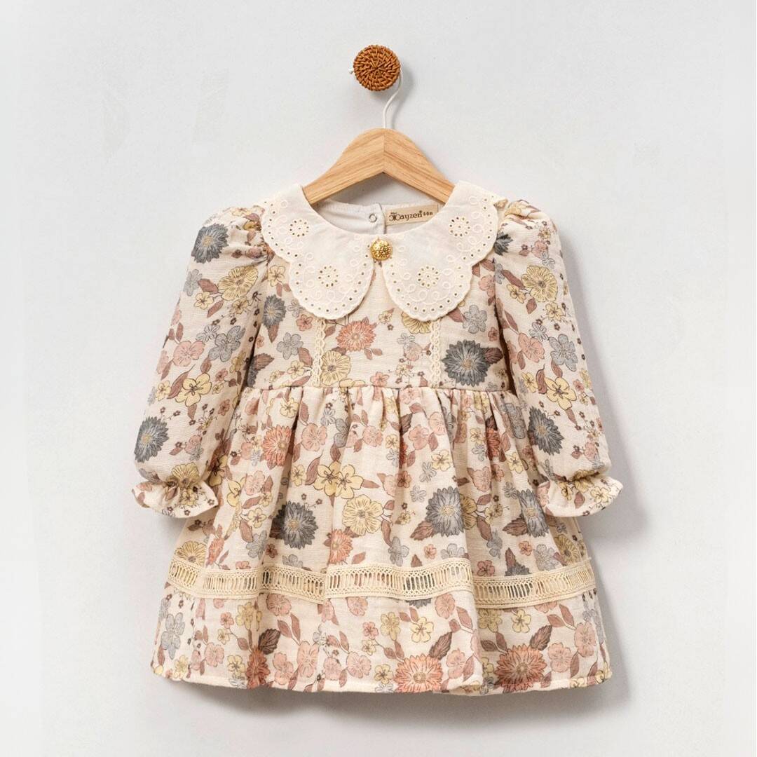 Βρεφικό φόρεμα λινο με λουλούδια