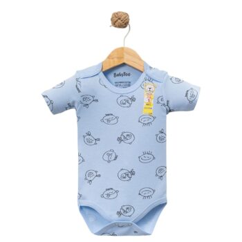 βρεφικό φορμάκι κοντομάνικο γαλάζιο βαμβακερό