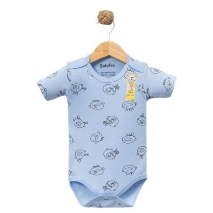 βρεφικό φορμάκι κοντομάνικο γαλάζιο βαμβακερό