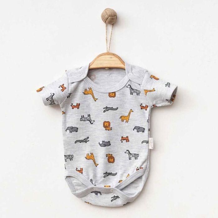 Βρεφικό Φορμάκι Κοντομάνικο Zoo100% Βαμβάκι Γκρι - Image 2
