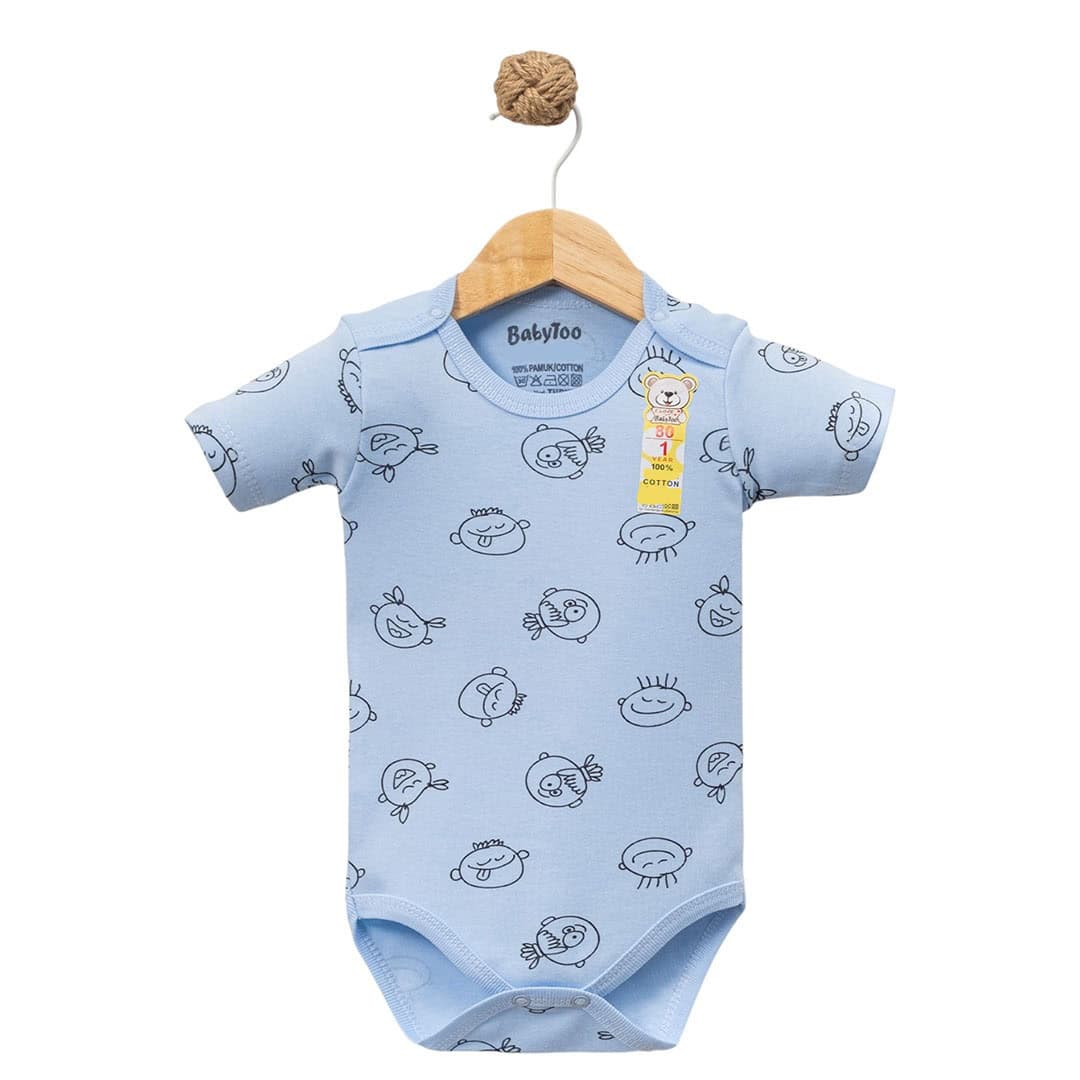 Βρεφικό κορμάκι κοντομάνικο 100% βαμβάκι βρεφικό φορμάκι κοντομάνικο γαλάζιο βαμβακερό