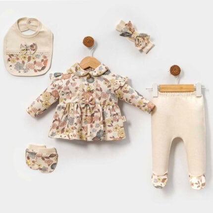 σετ ρούχων νεογέννητου floral 5 τεμαχίων για κορίτσι