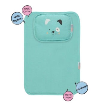 Αδιάβροχο σελτεδάκι αλλαξιέρα με μαξιλάρι πράσινο με σχέδιο ζωάκι