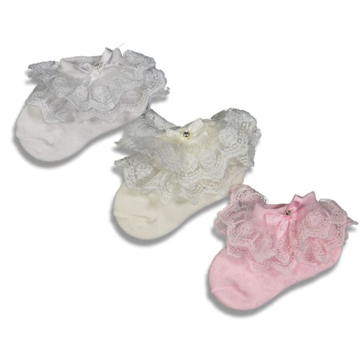 βρεφικά καλτσάκια με δαντέλα