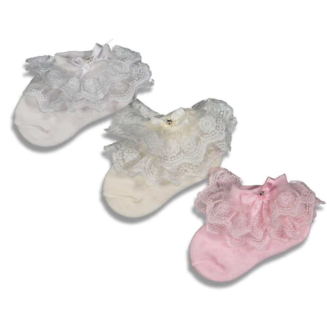 βρεφικά καλτσάκια με δαντέλα