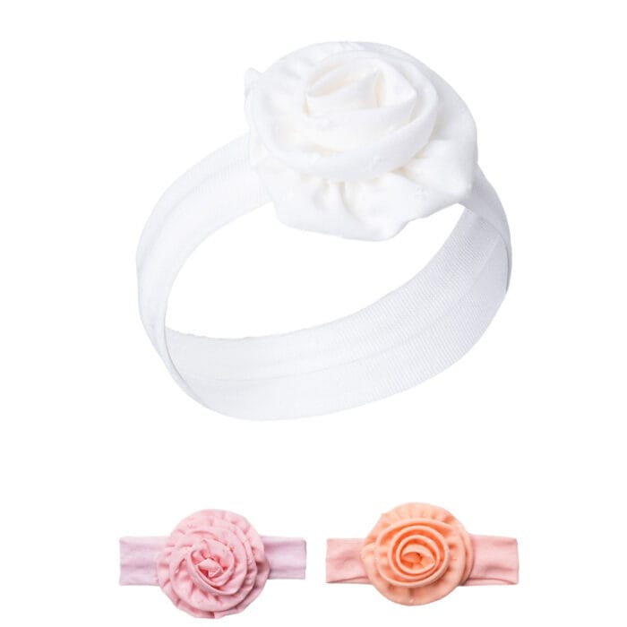 βρεφική κορδέλα μαλλιών σαν λουλούδι λευκή για κορίτσι
