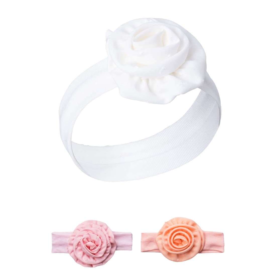 βρεφική κορδέλα μαλλιών σαν λουλούδι λευκή για κορίτσι