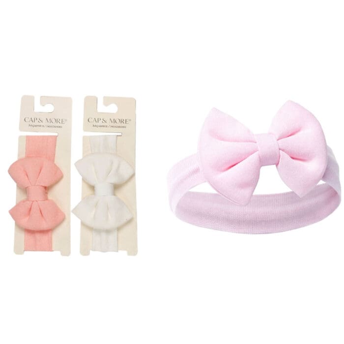 βρεφική κορδέλα με φιόγκο ελαστική ροζ για κορίτσι