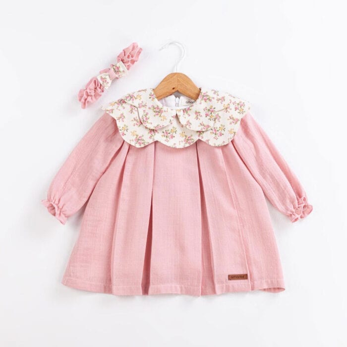 βρεφικό φόρεμα ροζ floral