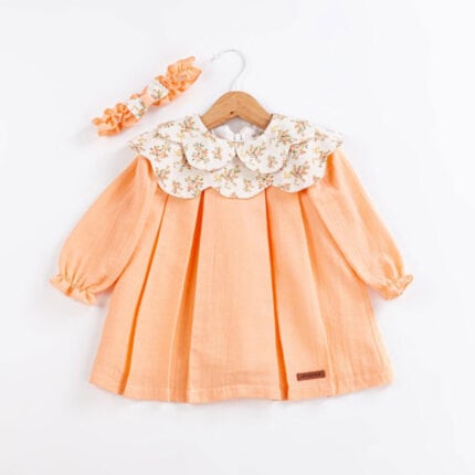 βρεφικό φόρεμα πορτοκαλί floral