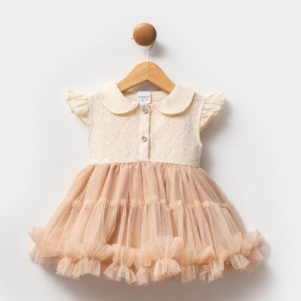 Βρεφικό φόρεμα τούλινο σάπιο μήλο με εκρού επάνω μέρος και τούλινη φούστα