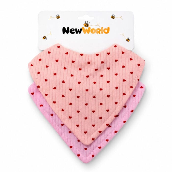 Σαλιάρα μπαντάνα υφασμάτινη 2 τεμ καρδούλες - Image 2