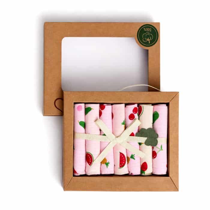 βρεφικά πανάκια ώμου σετ ροζ με φρουτάκια