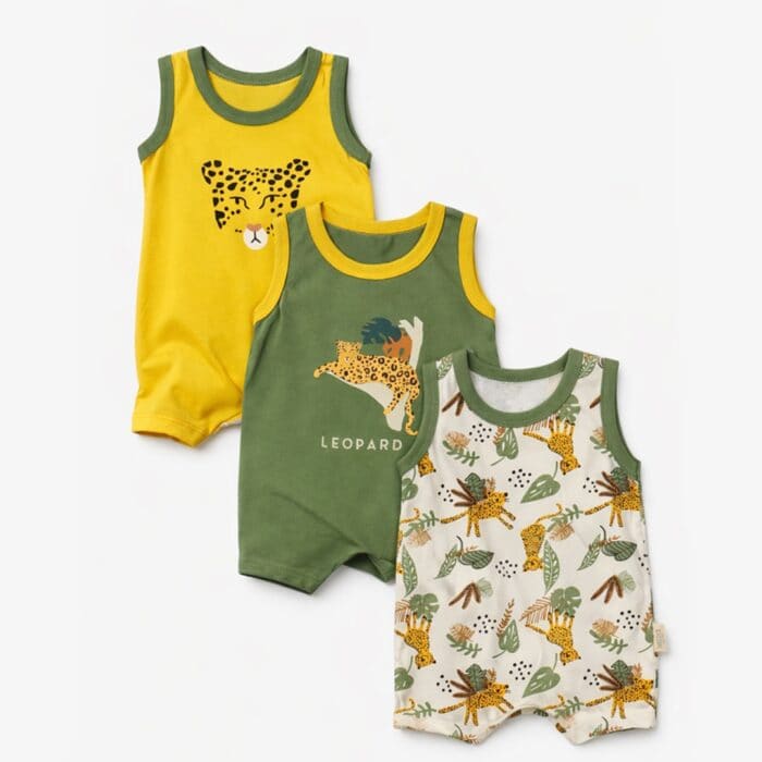βρεφικά φορμάκια σετ αγόρι leopard 3 τεμαχίων