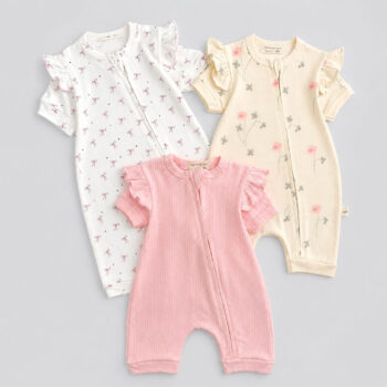 βρεφικά φορμάκια με φερμουάρ σετ κορίτσι 3 τεμαχίων