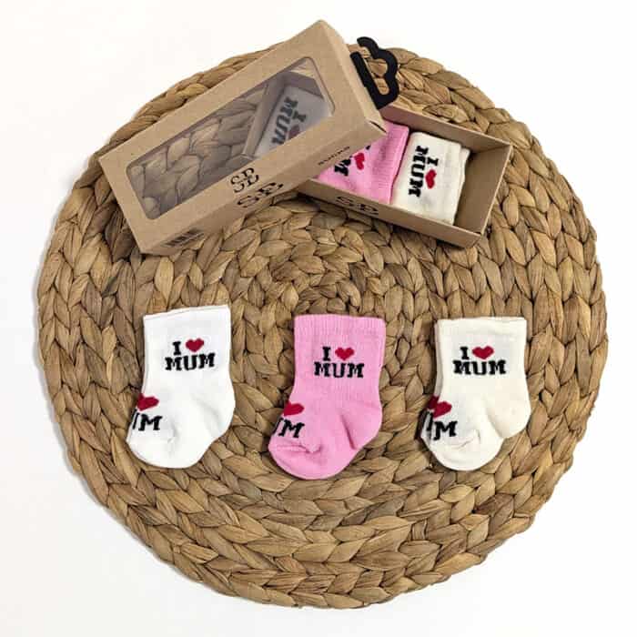 βρεφικά καλτσάκια σετ i love mum