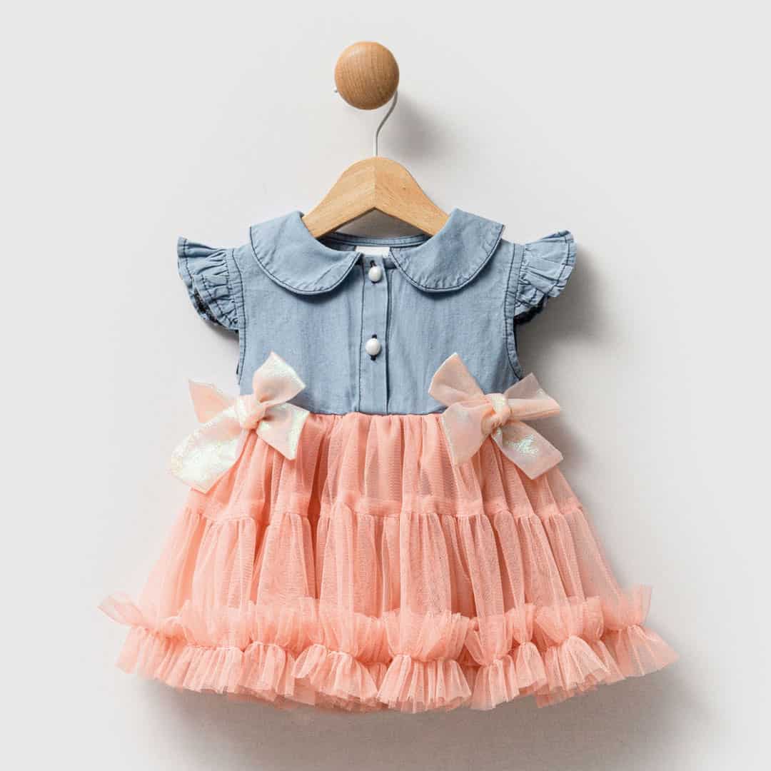 βρεφικό φόρεμα τούλι με φιόγκους