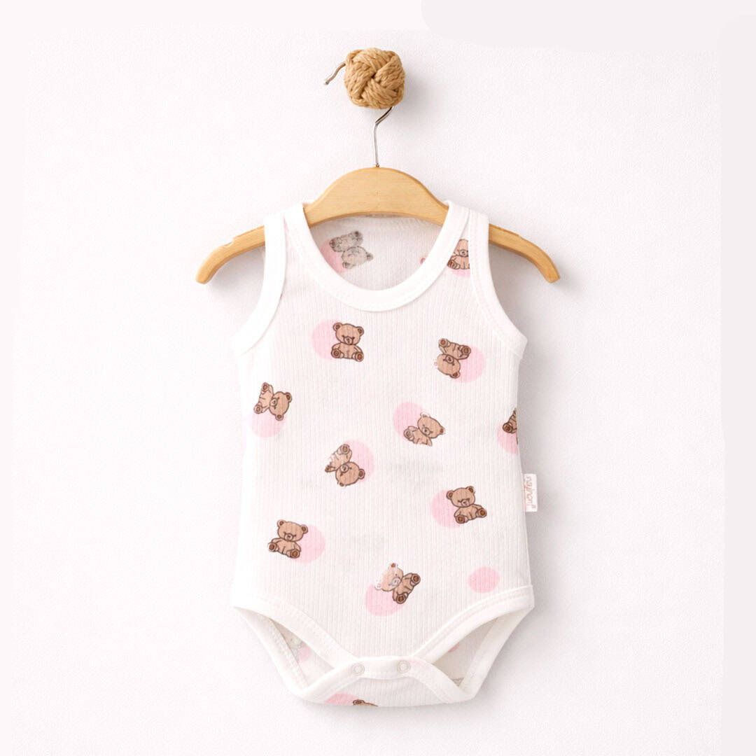 βρεφικό φορμάκι αμάνικο κορίτσι αρκουδάκι 100% βαμβάκι