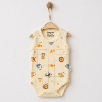 βρεφικό φορμάκι αμάνικο 100% βαμβάκι με ζωάκια