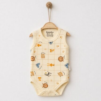 βρεφικό φορμάκι αμάνικο 100% βαμβάκι με ζωάκια