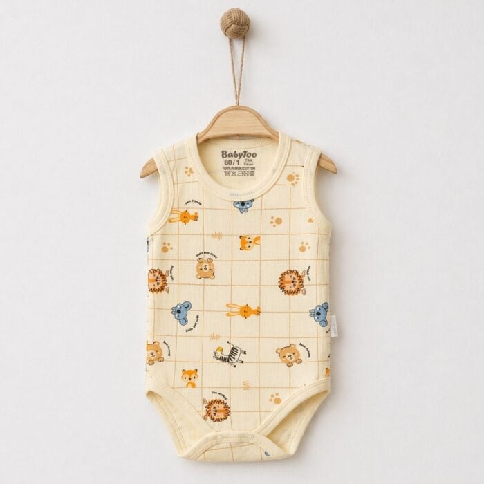 βρεφικό φορμάκι αμάνικο 100% βαμβάκι με ζωάκια