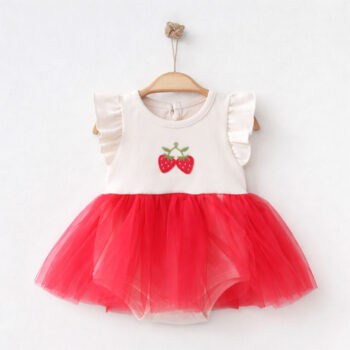 βρεφικό φορμάκι φόρεμα με τούλι φράουλα