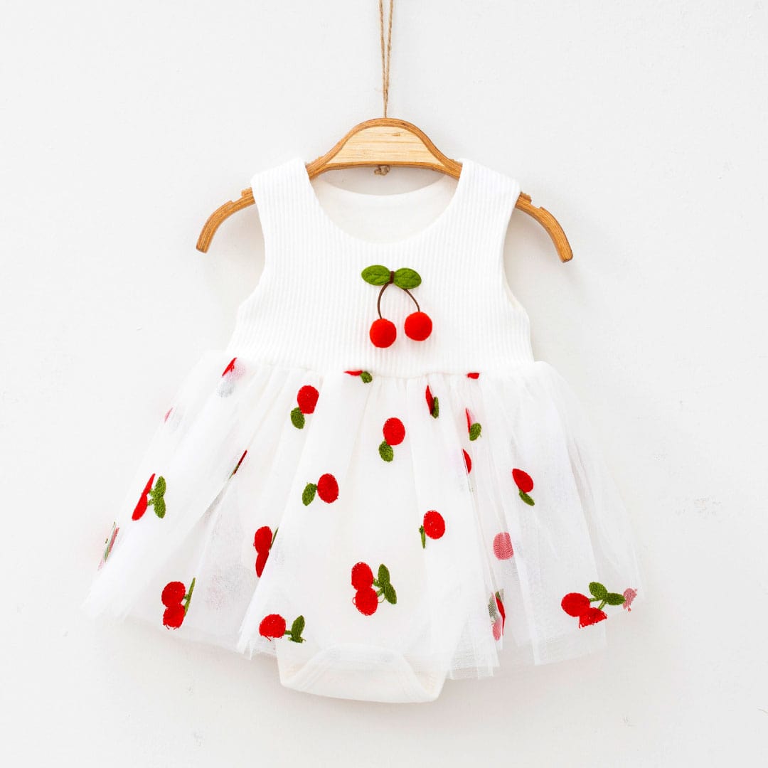 βρεφικό φορμάκι φόρεμα με τούλι κερασάκια