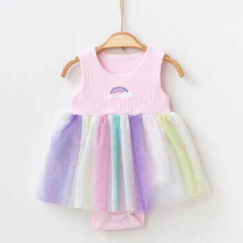 βρεφικό φορμάκι φόρεμα με τούλι ουράνιο τόξο