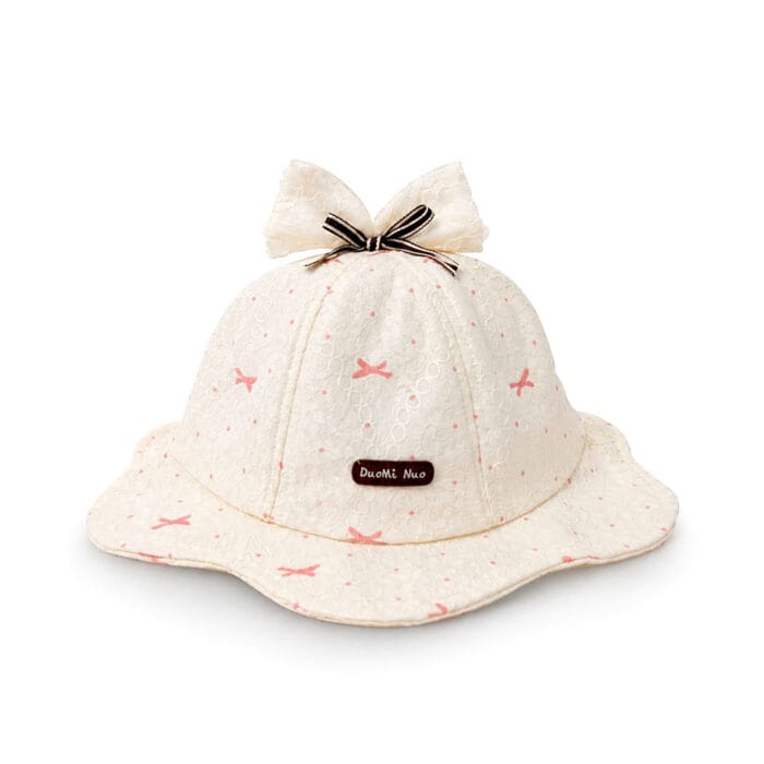 βρεφικό καπέλο κορίτσι με φιόγκο και σχέδιο φιογκάκια