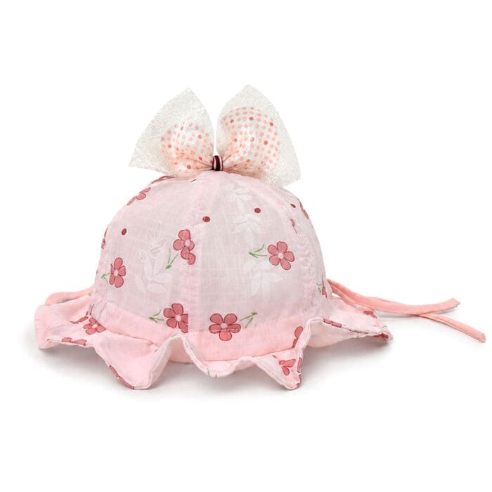 βρεφικό καπέλο κορίτσι με φιόγκο λουλουδάκια