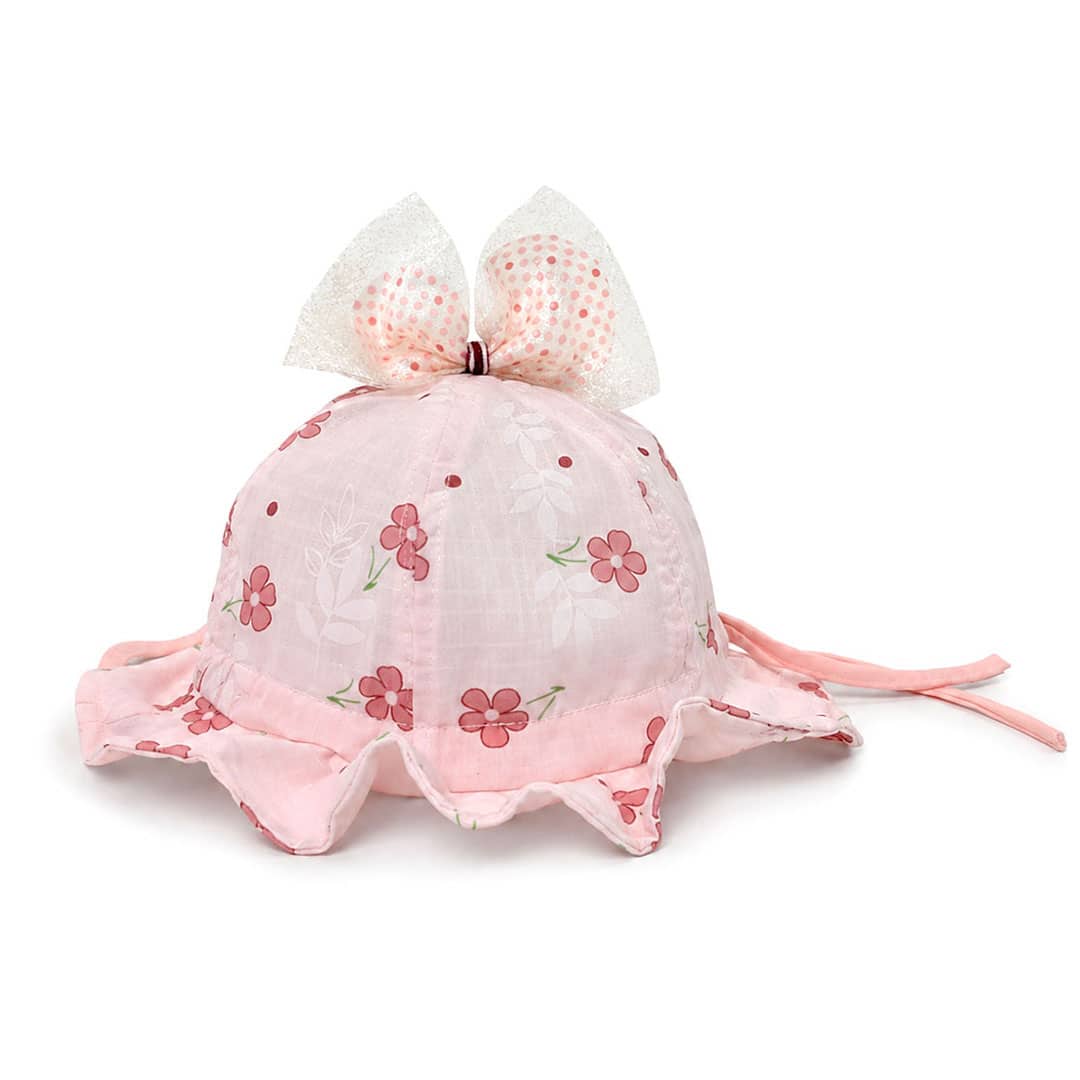 βρεφικό καπέλο κορίτσι με φιόγκο λουλουδάκια