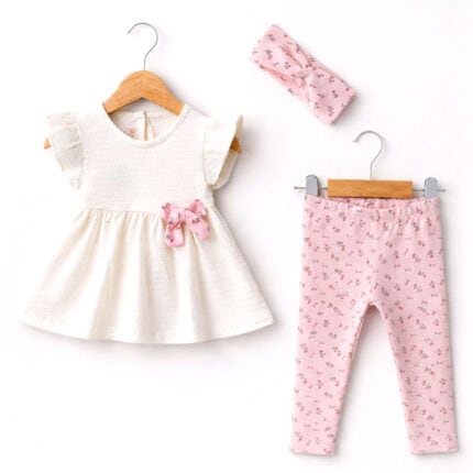 βρεφικό σετ μπλούζα κολάν και κορδέλα για κορίτσι