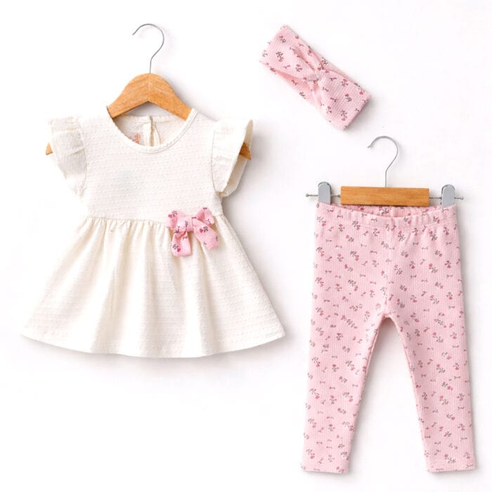 βρεφικό σετ μπλούζα κολάν και κορδέλα για κορίτσι