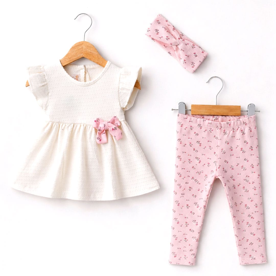 βρεφικό σετ μπλούζα κολάν και κορδέλα για κορίτσι