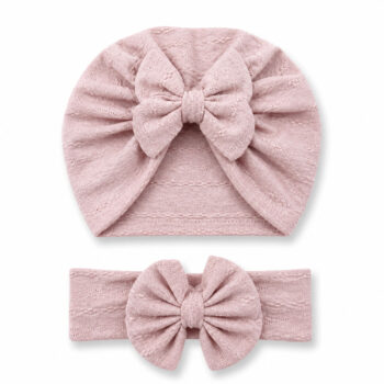 βρεφικό τουρμπάνι σομόν με φιόγκο και κορδέλα