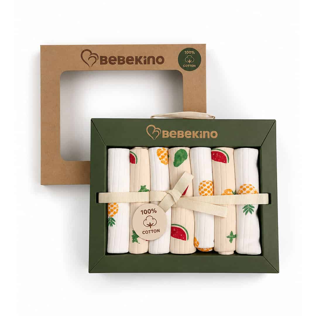 vrefika-panakia-omou-fruits Βρεφικά πανάκια ώμου με φρουτάκια 100% βαμβάκι σετ 7 τεμαχίων σε συσκευασία δώρου